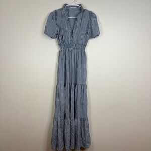 Max Studio Plaid Gingham Smocked Maxi Dress size XS Blue